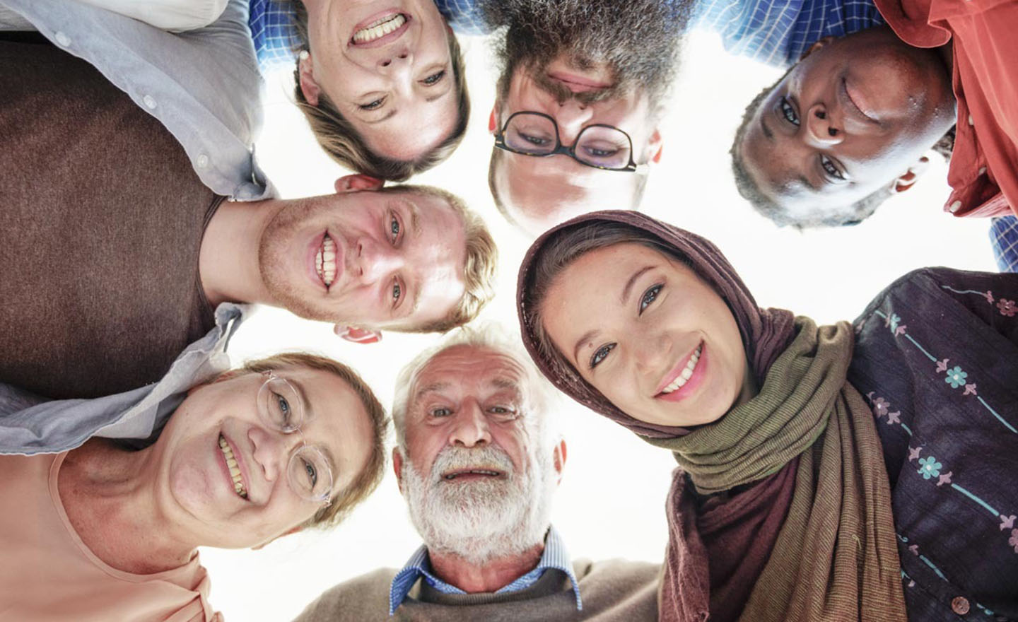 People of different ages and nationalities having fun together